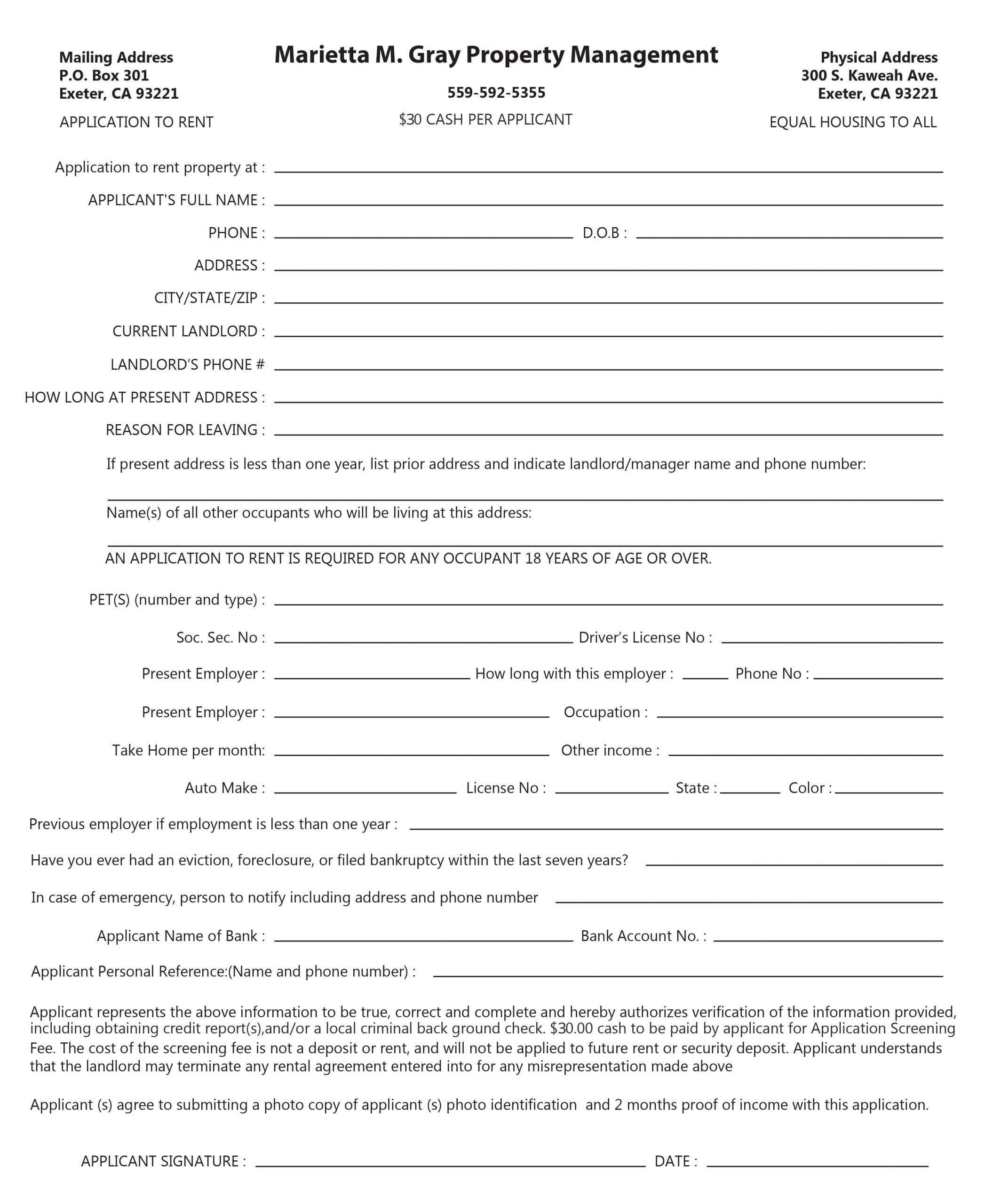 Rental Application